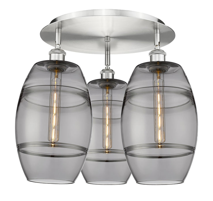 Innovations 516-3C-SN-G557-8SM Three Light Flush Mount, Satin Nickel