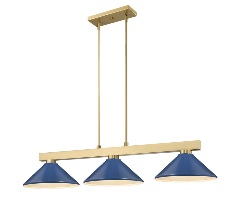 Z-Lite 152MGLD-MNB Three Light Billiard, Modern Gold