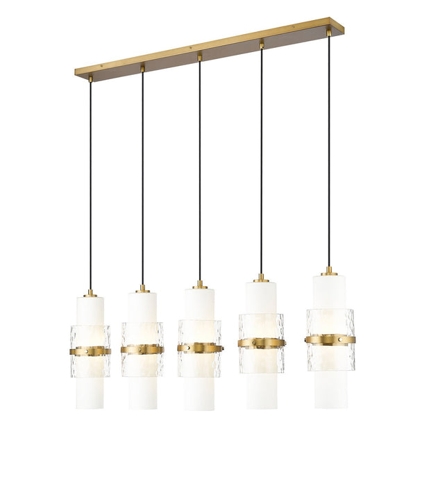 Z-Lite 1946P-5L-MGLD Five Light Linear Chandelier, Modern Gold