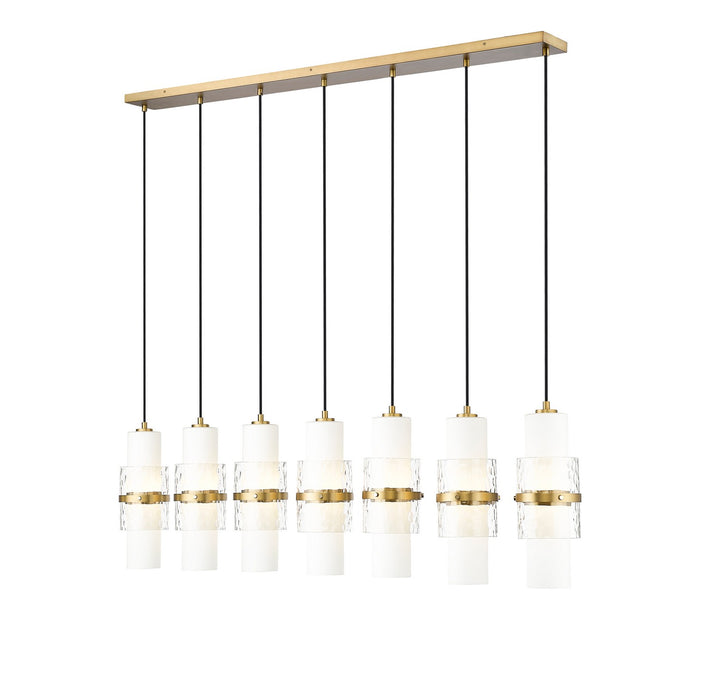 Z-Lite 1946P-7L-MGLD Seven Light Linear Chandelier, Modern Gold