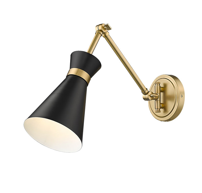 Z-Lite 351S-MB-MGLD One Light Wall Sconce, Matte Black