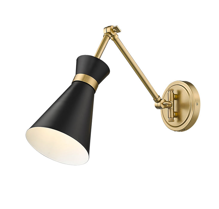 Z-Lite 351S-MB-MGLD One Light Wall Sconce, Matte Black