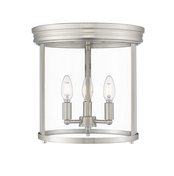 Z-Lite 742F13-BN Three Light Flush Mount, Brushed Nickel