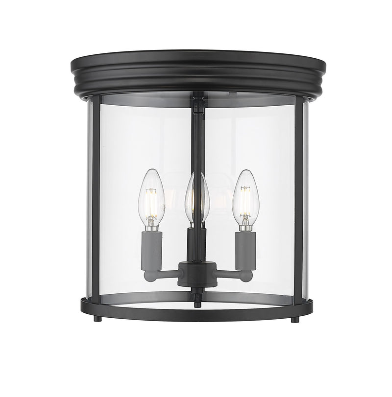 Z-Lite 742F13-MB Three Light Flush Mount, Matte Black