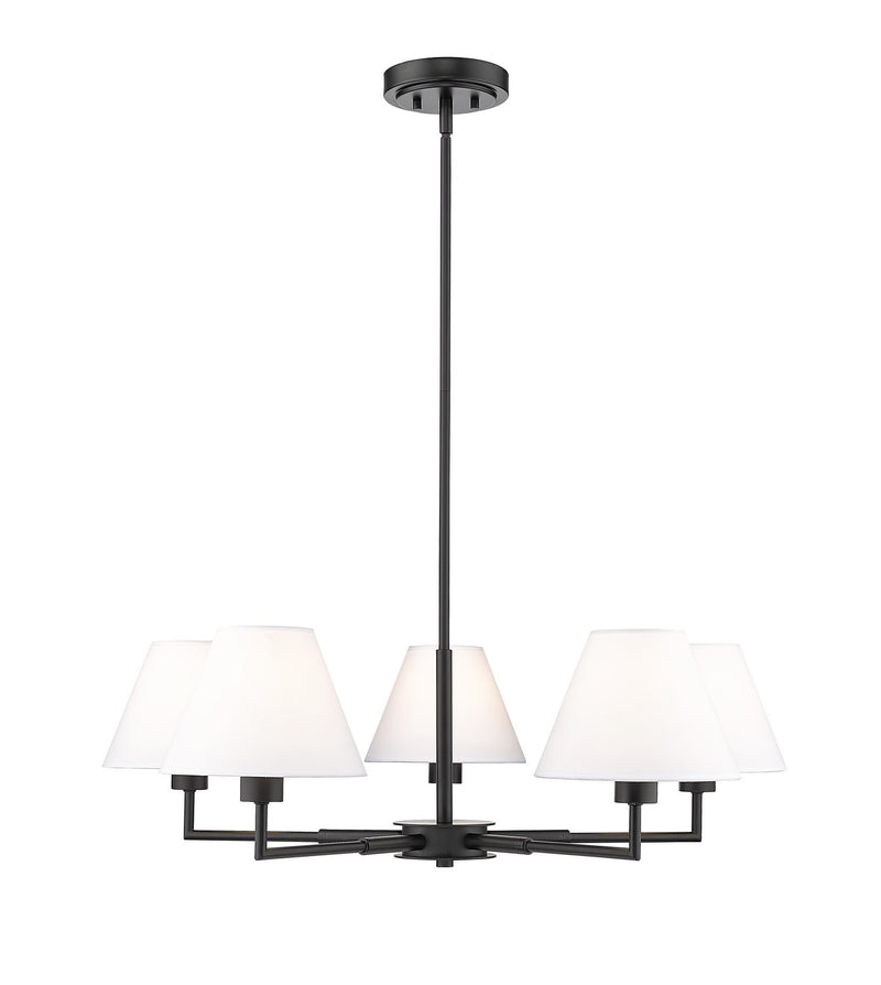 Z-Lite 744-34R-MB Five Light Chandelier, Matte Black