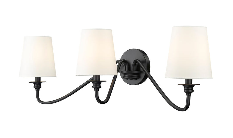 Z-Lite 7509-3S-MB Three Light Wall Sconce, Matte Black