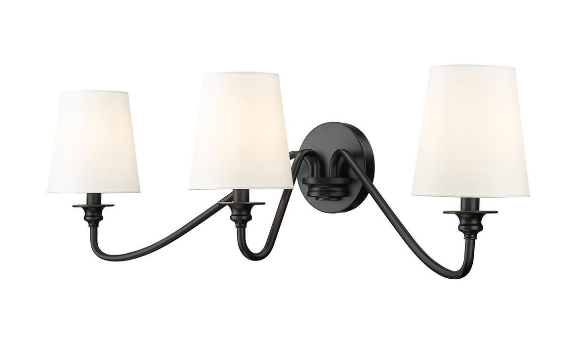 Z-Lite 7509-3S-MB Three Light Wall Sconce, Matte Black