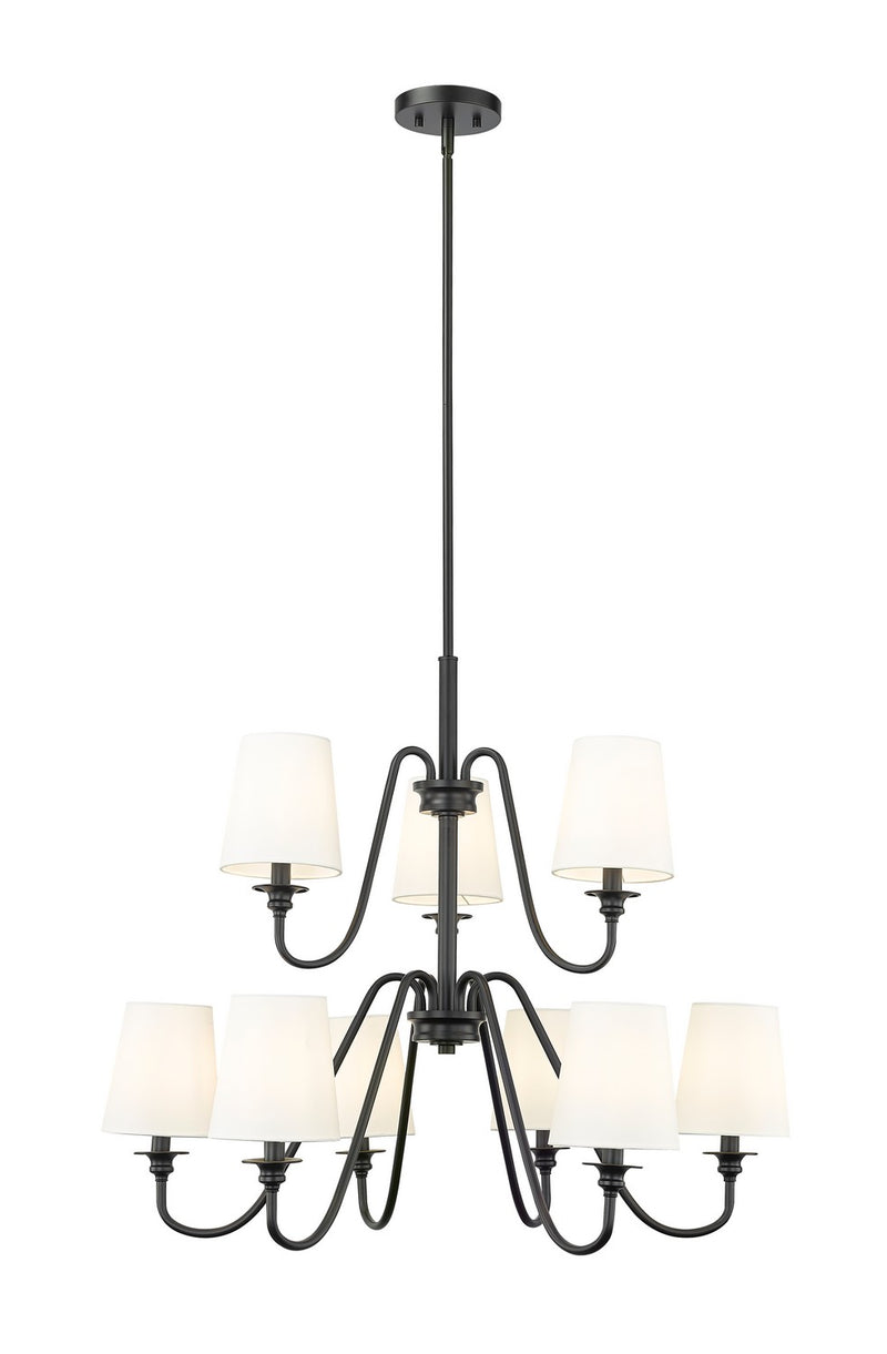 Z-Lite 7509-9-32MB Nine Light Chandelier, Matte Black