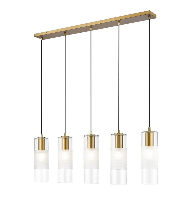 Z-Lite 824P-5L-MGLD Five Light Linear Chandelier, Modern Gold