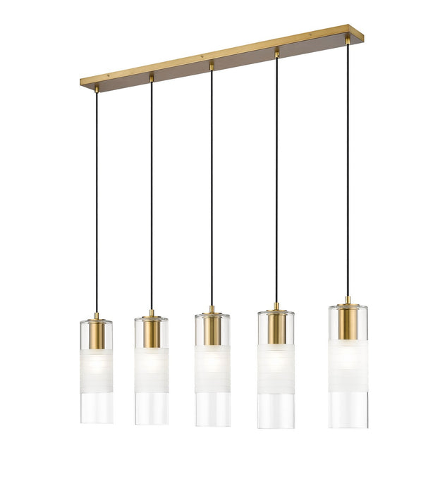 Z-Lite 824P-5L-MGLD Five Light Linear Chandelier, Modern Gold