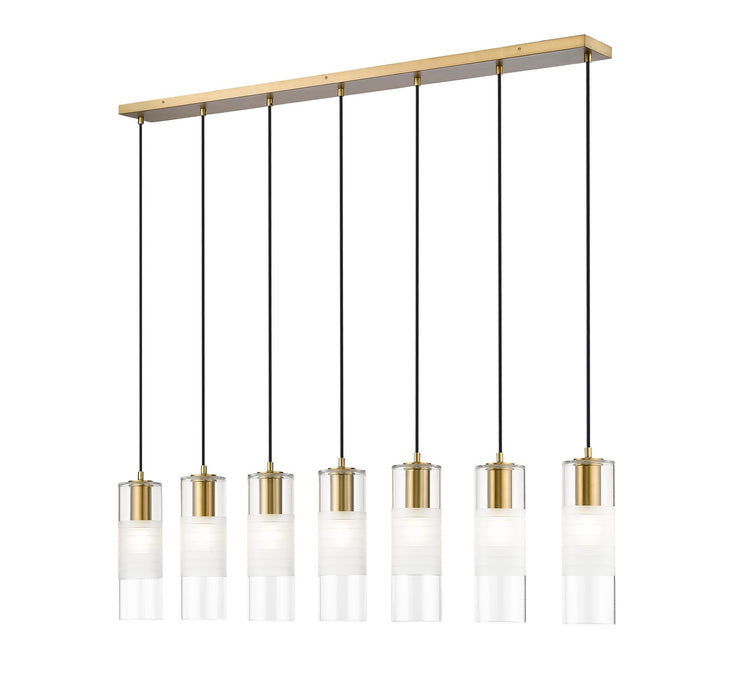 Z-Lite 824P-7L-MGLD Seven Light Linear Chandelier, Modern Gold