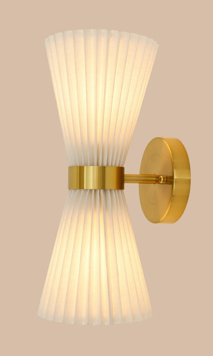 Beacon Lighting 30913701 Two Light Wall Bracket, Brass/White