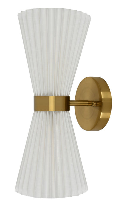 Beacon Lighting 30913701 Two Light Wall Bracket, Brass/White