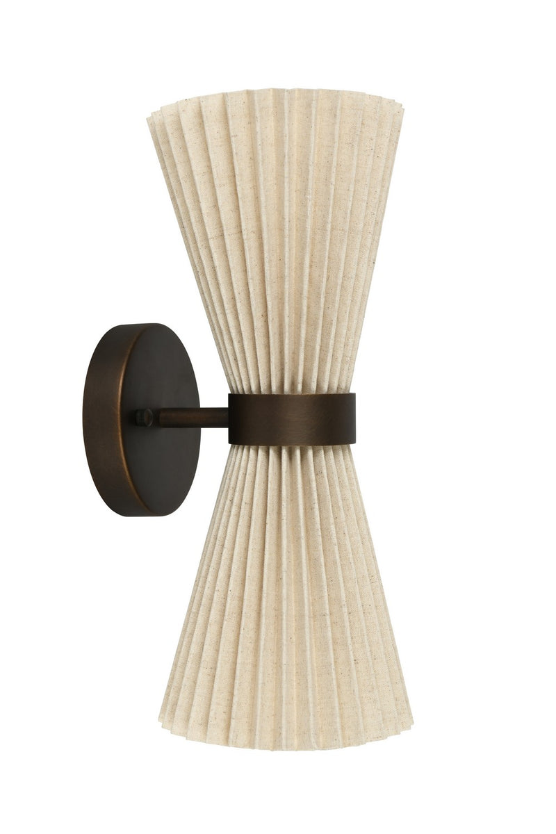Beacon Lighting 30914001 Two Light Wall Bracket, Bronze/Natural