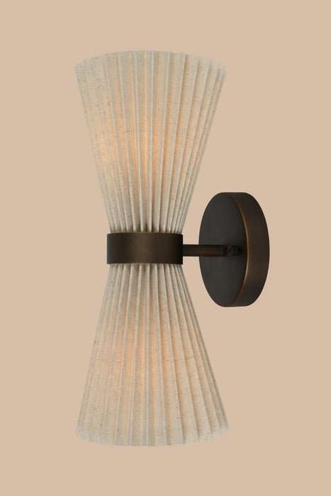 Beacon Lighting 30914001 Two Light Wall Bracket, Bronze/Natural