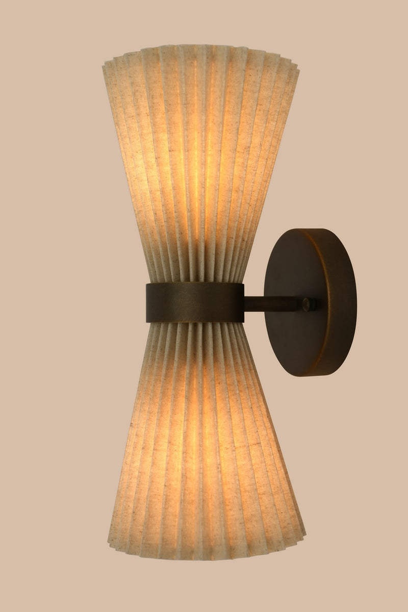Beacon Lighting 30914001 Two Light Wall Bracket, Bronze/Natural