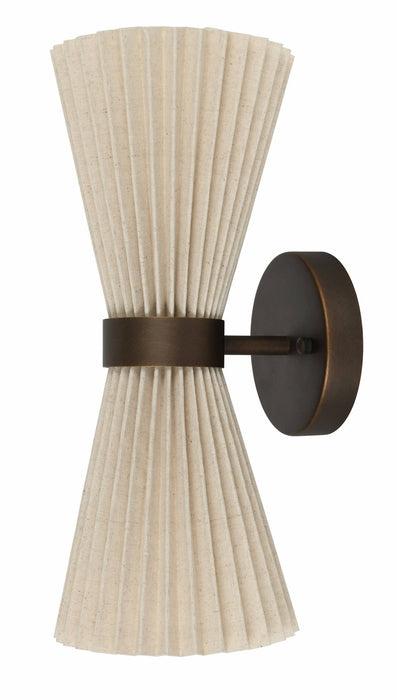 Beacon Lighting 30914001 Two Light Wall Bracket, Bronze/Natural
