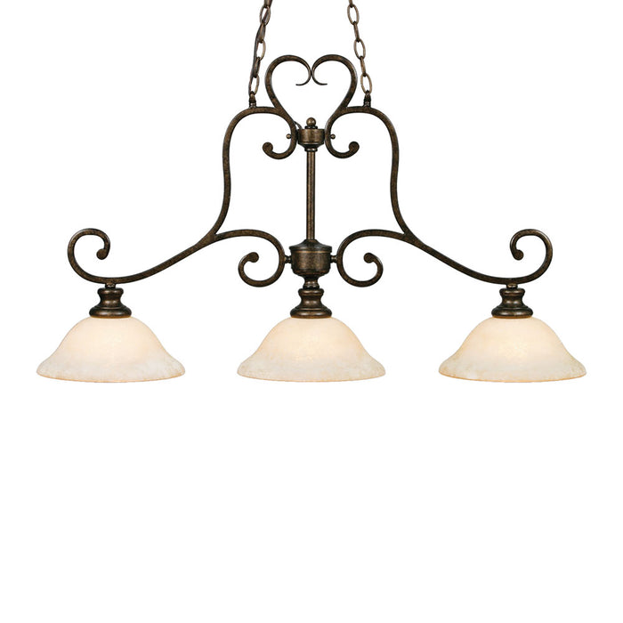 Golden 8063-10 BUS Three Light Linear Pendant, Burnt Sienna