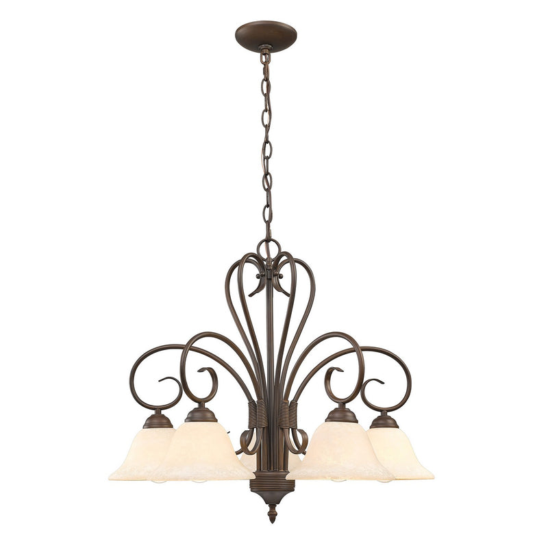 Golden 8606-D5 RBZ-TEA Five Light Chandelier, Rubbed Bronze