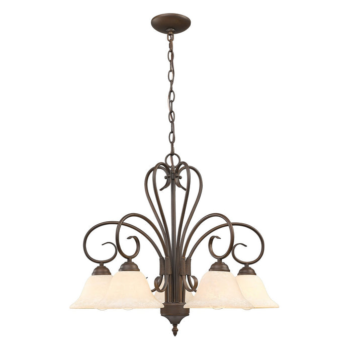 Golden 8606-D5 RBZ-TEA Five Light Chandelier, Rubbed Bronze