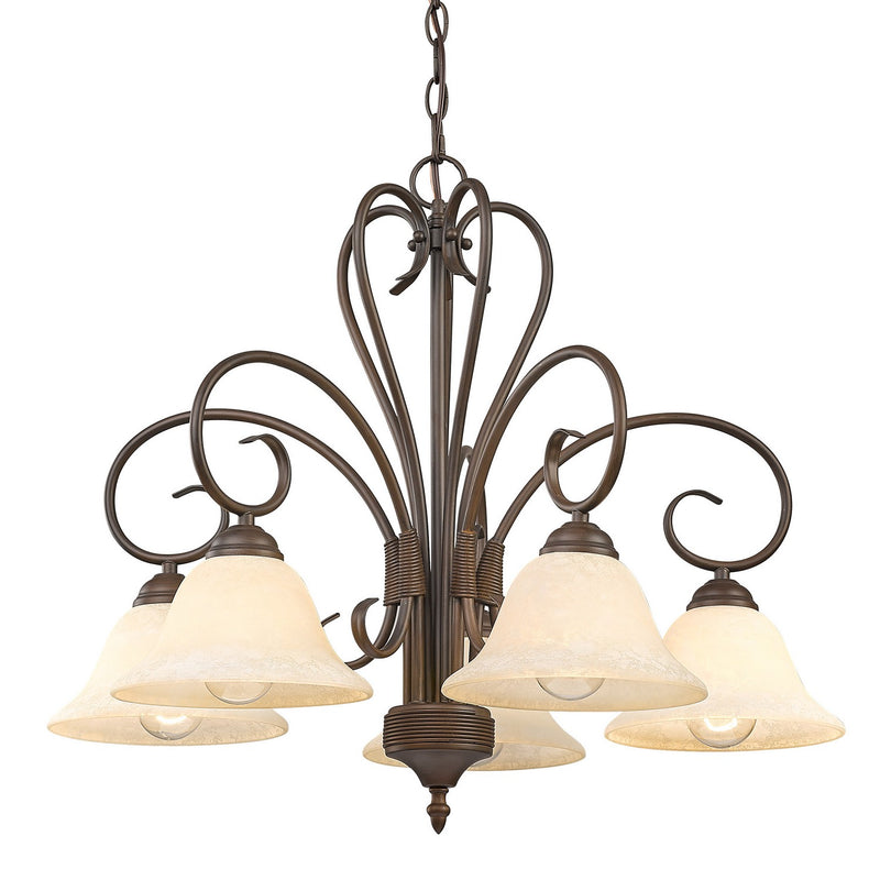 Golden 8606-D5 RBZ-TEA Five Light Chandelier, Rubbed Bronze
