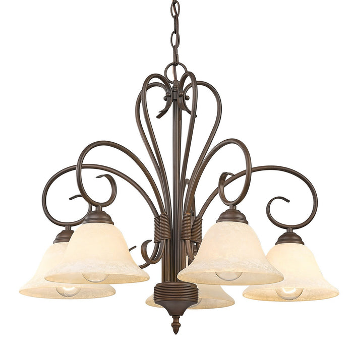 Golden 8606-D5 RBZ-TEA Five Light Chandelier, Rubbed Bronze