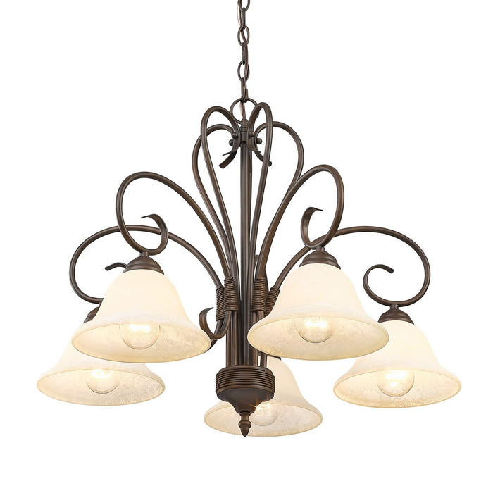 Golden 8606-D5 RBZ-TEA Five Light Chandelier, Rubbed Bronze