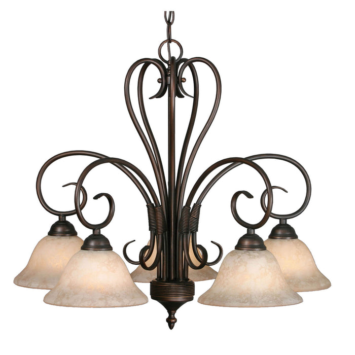 Golden 8606-D5 RBZ-TEA Five Light Chandelier, Rubbed Bronze