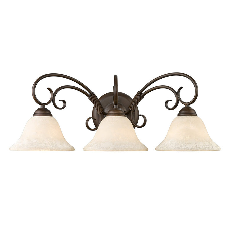 Golden 8606-BA3 RBZ-TEA Three Light Bath Vanity, Rubbed Bronze