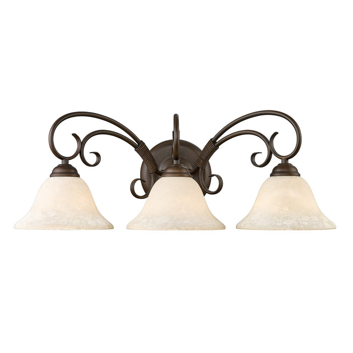 Golden 8606-BA3 RBZ-TEA Three Light Bath Vanity, Rubbed Bronze