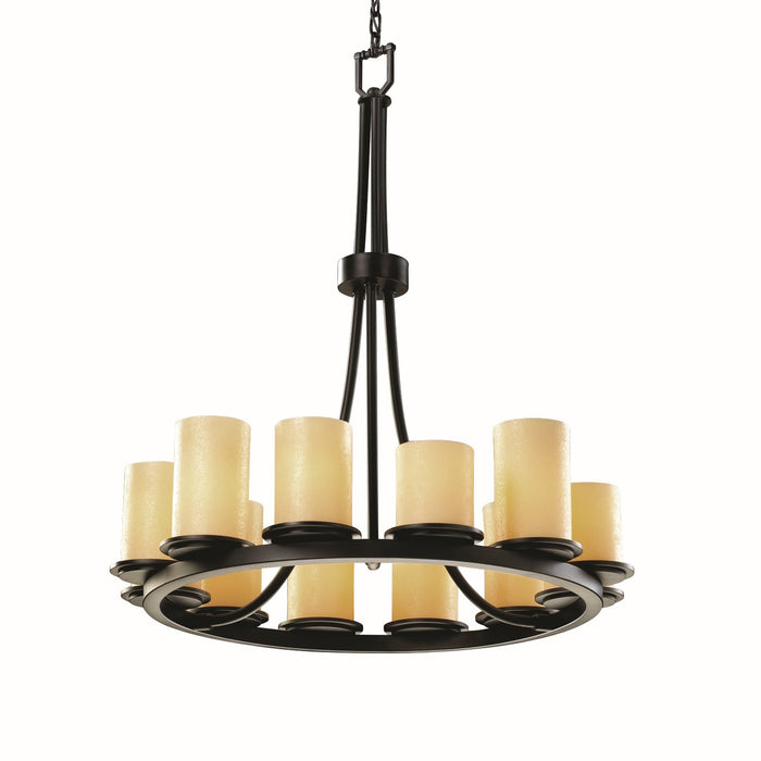 Justice Designs CNDL-8763-10-AMBR-MBLK-LED12-8400 LED Chandelier, Matte Black