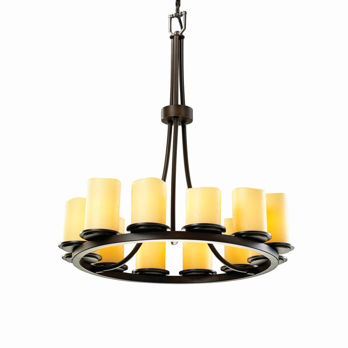 Justice Designs CNDL-8763-14-AMBR-DBRZ-LED12-8400 LED Chandelier, Dark Bronze