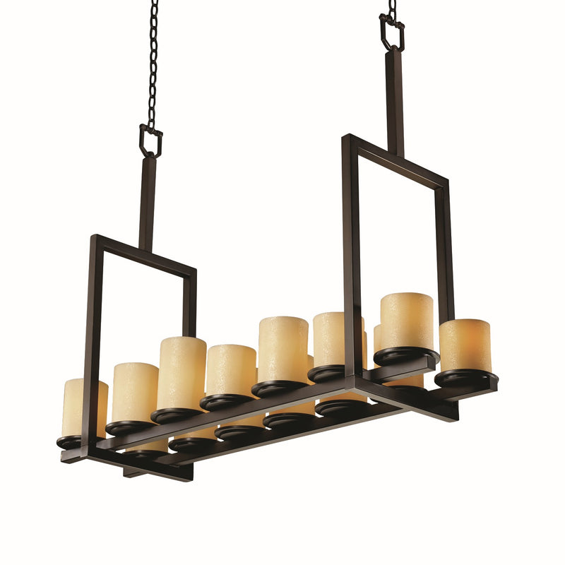 Justice Designs CNDL-8764-10-AMBR-DBRZ-LED14-9800 LED Chandelier, Dark Bronze