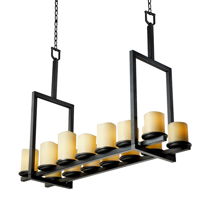 Justice Designs CNDL-8764-14-AMBR-MBLK-LED14-9800 LED Chandelier, Matte Black