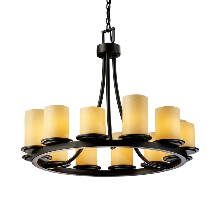 Justice Designs CNDL-8768-10-AMBR-MBLK-LED12-8400 LED Chandelier, Matte Black