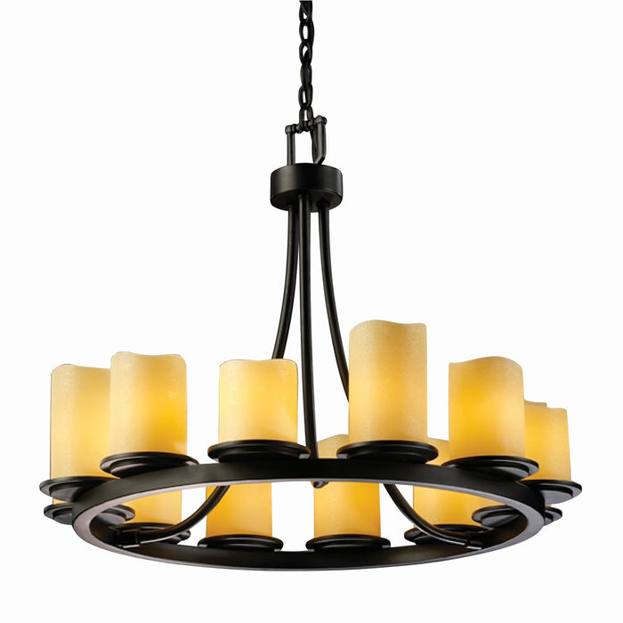Justice Designs CNDL-8768-14-AMBR-MBLK-LED12-8400 LED Chandelier, Matte Black