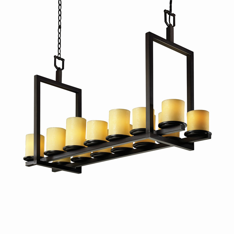 Justice Designs CNDL-8769-10-AMBR-DBRZ-LED14-9800 LED Chandelier, Dark Bronze