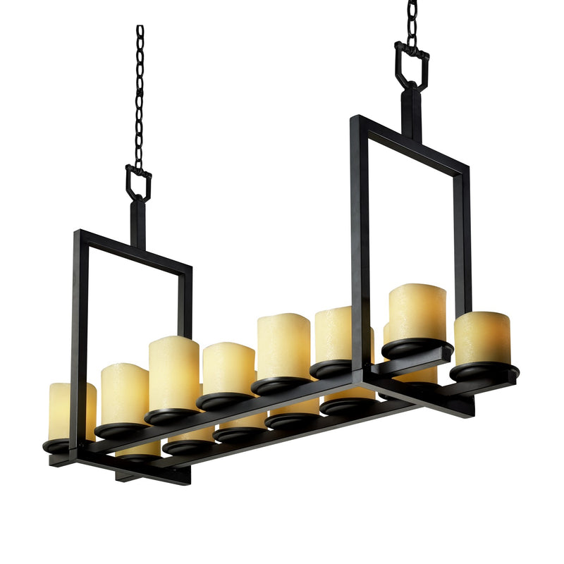 Justice Designs CNDL-8769-14-AMBR-MBLK-LED14-9800 LED Chandelier, Matte Black