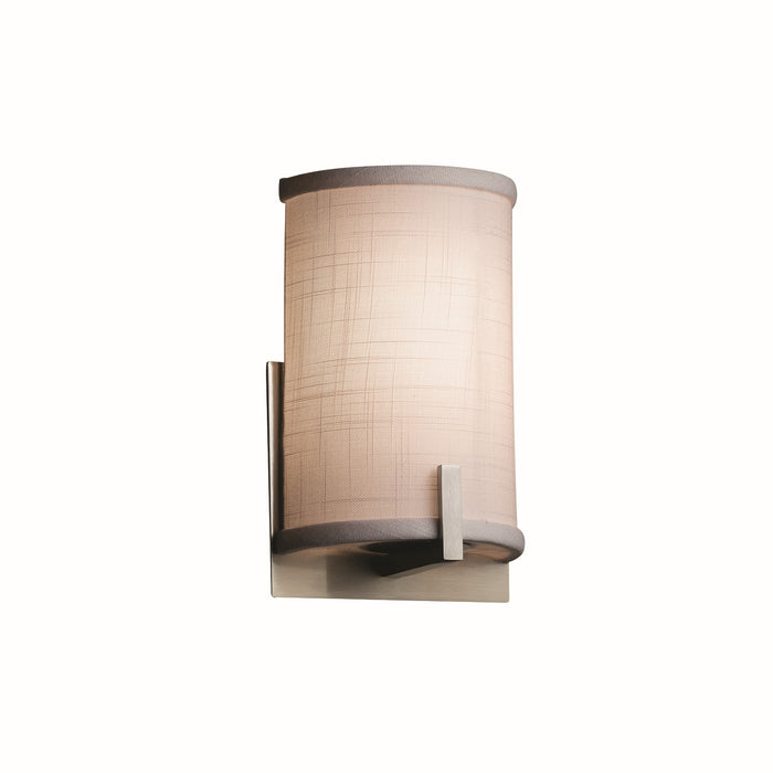 Justice Designs FAB-5531-WHTE-NCKL One Light Wall Sconce, Brushed Nickel