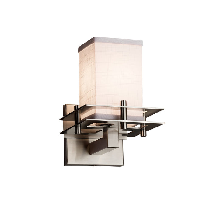Justice Designs FAB-8171-15-WHTE-NCKL One Light Wall Sconce, Brushed Nickel