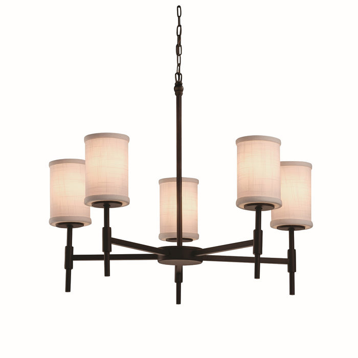 Justice Designs FAB-8410-10-WHTE-DBRZ Five Light Chandelier, Dark Bronze