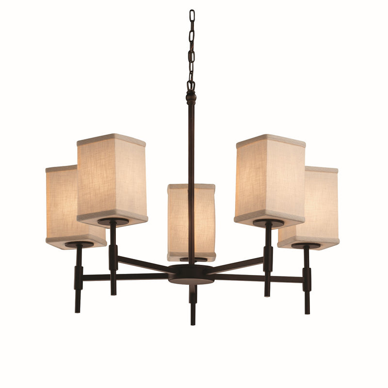 Justice Designs FAB-8410-15-CREM-DBRZ Five Light Chandelier, Dark Bronze
