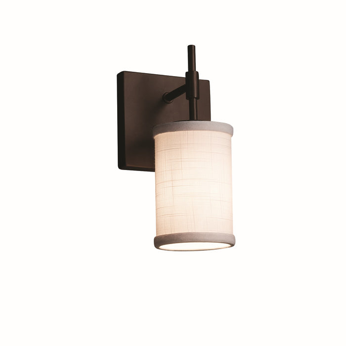 Justice Designs FAB-8411-10-WHTE-DBRZ One Light Wall Sconce, Dark Bronze