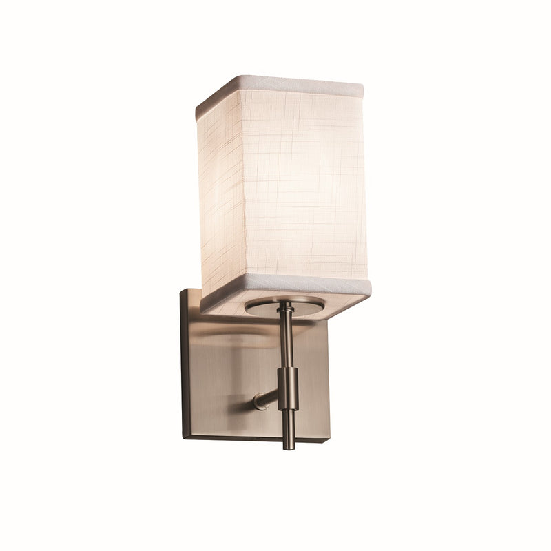 Justice Designs FAB-8411-15-WHTE-NCKL One Light Wall Sconce, Brushed Nickel