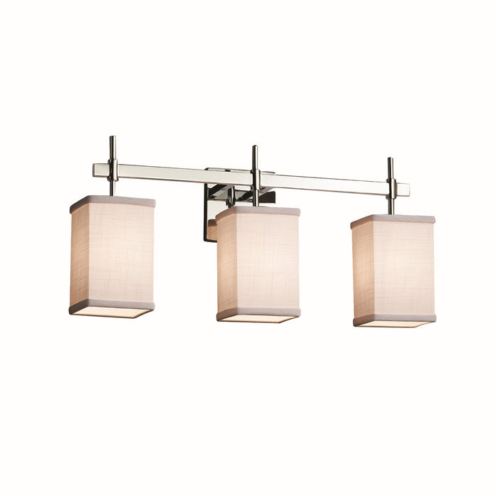 Justice Designs FAB-8413-15-WHTE-CROM Three Light Bath Bar, Polished Chrome