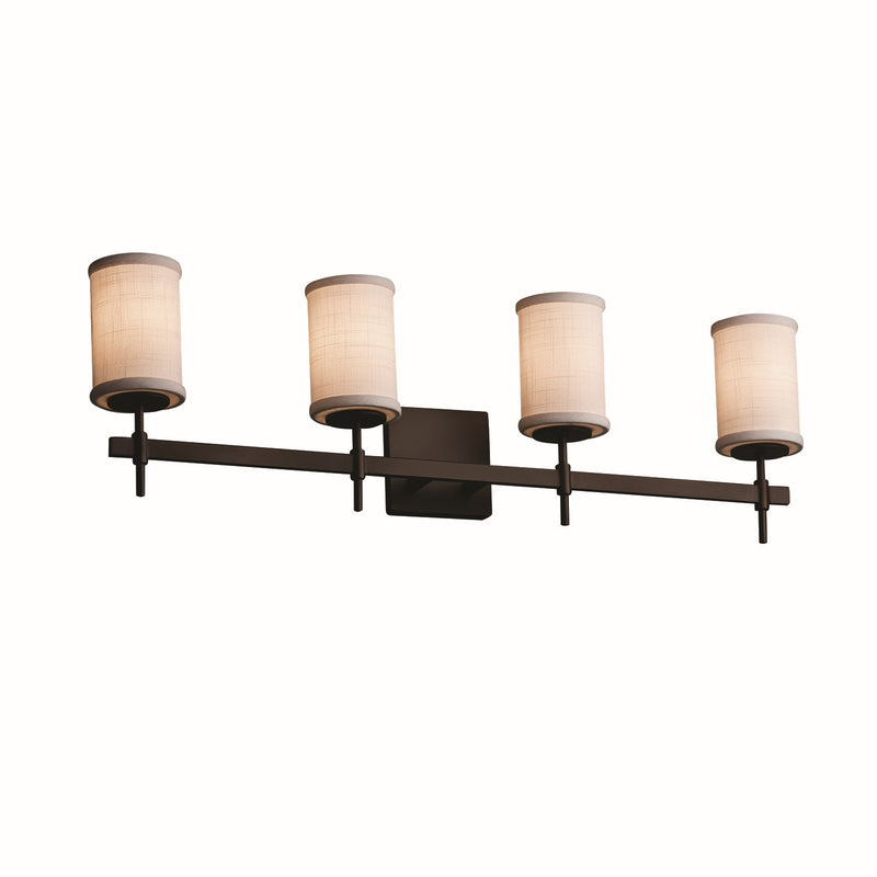 Justice Designs FAB-8414-10-WHTE-DBRZ Four Light Bath Bar, Dark Bronze