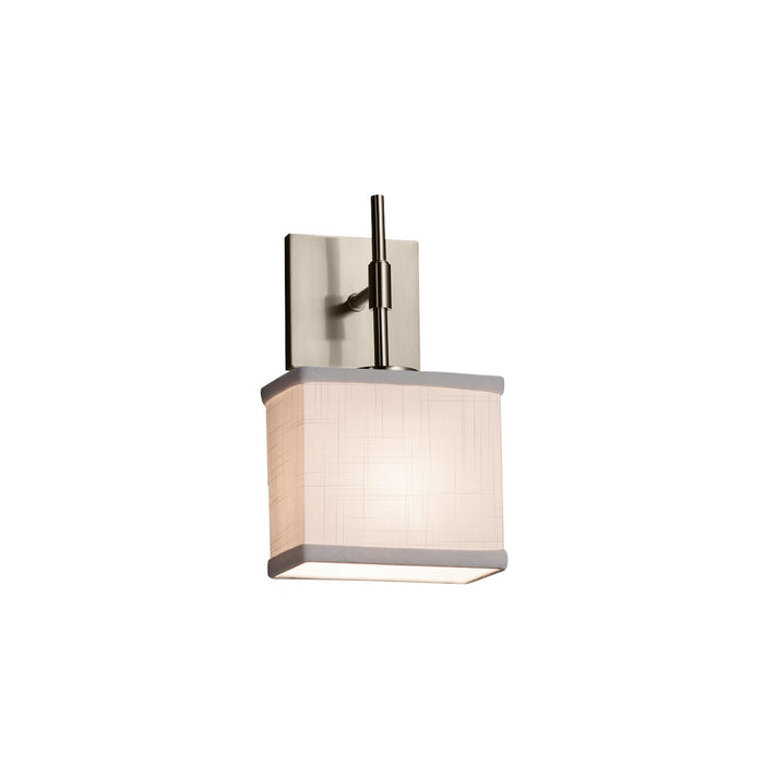 Justice Designs FAB-8417-55-WHTE-NCKL One Light Wall Sconce, Brushed Nickel