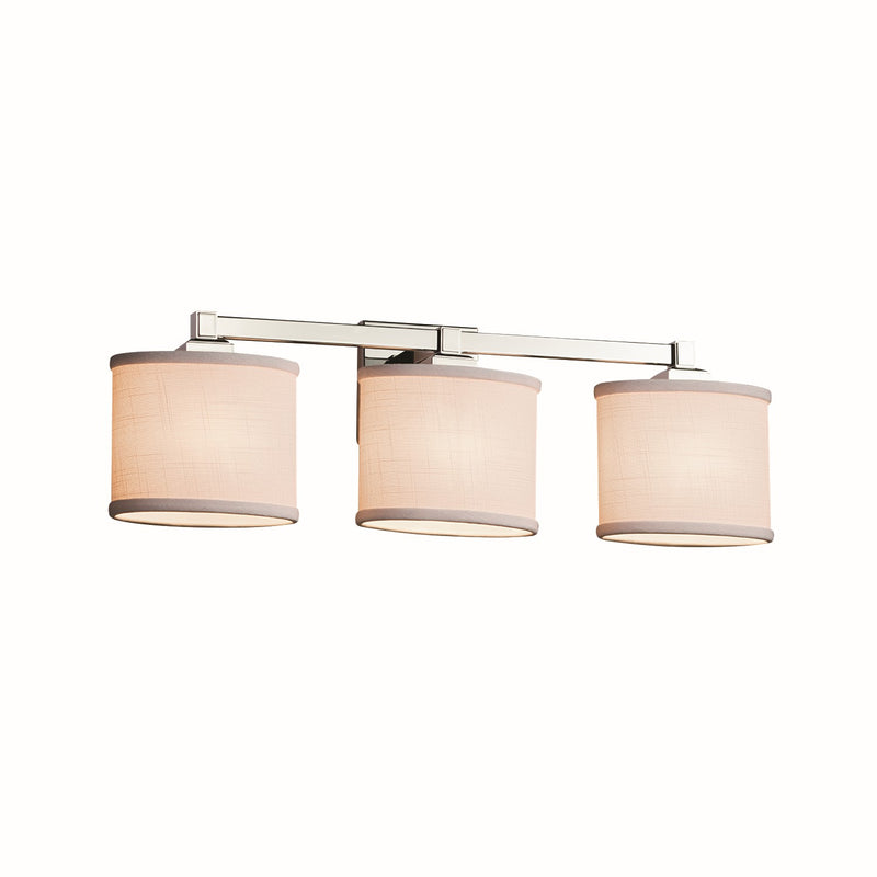 Justice Designs FAB-8433-30-WHTE-CROM Three Light Bath Bar, Polished Chrome