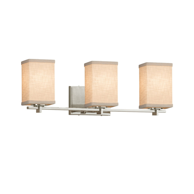 Justice Designs FAB-8443-15-CREM-NCKL Three Light Bath Bar, Brushed Nickel