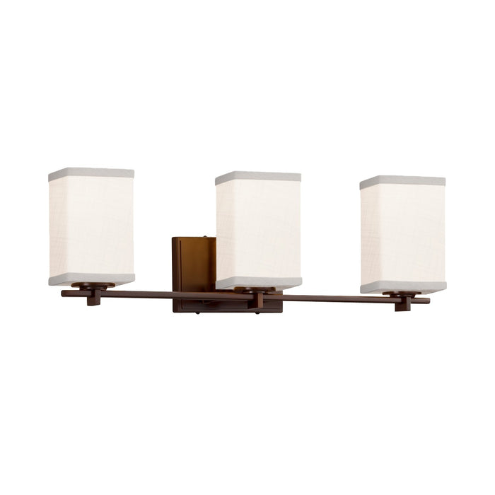 Justice Designs FAB-8443-15-WHTE-DBRZ Three Light Bath Bar, Dark Bronze